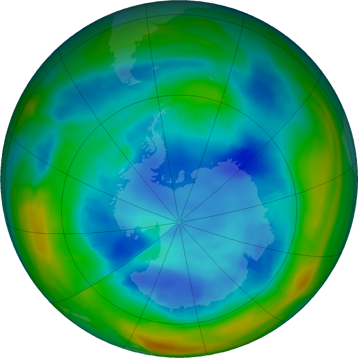 Antarctic ozone map for 11 August 2021